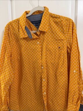 Tommy Hilfiger Men's Mustard Yellow Floral Button-Down Shirt